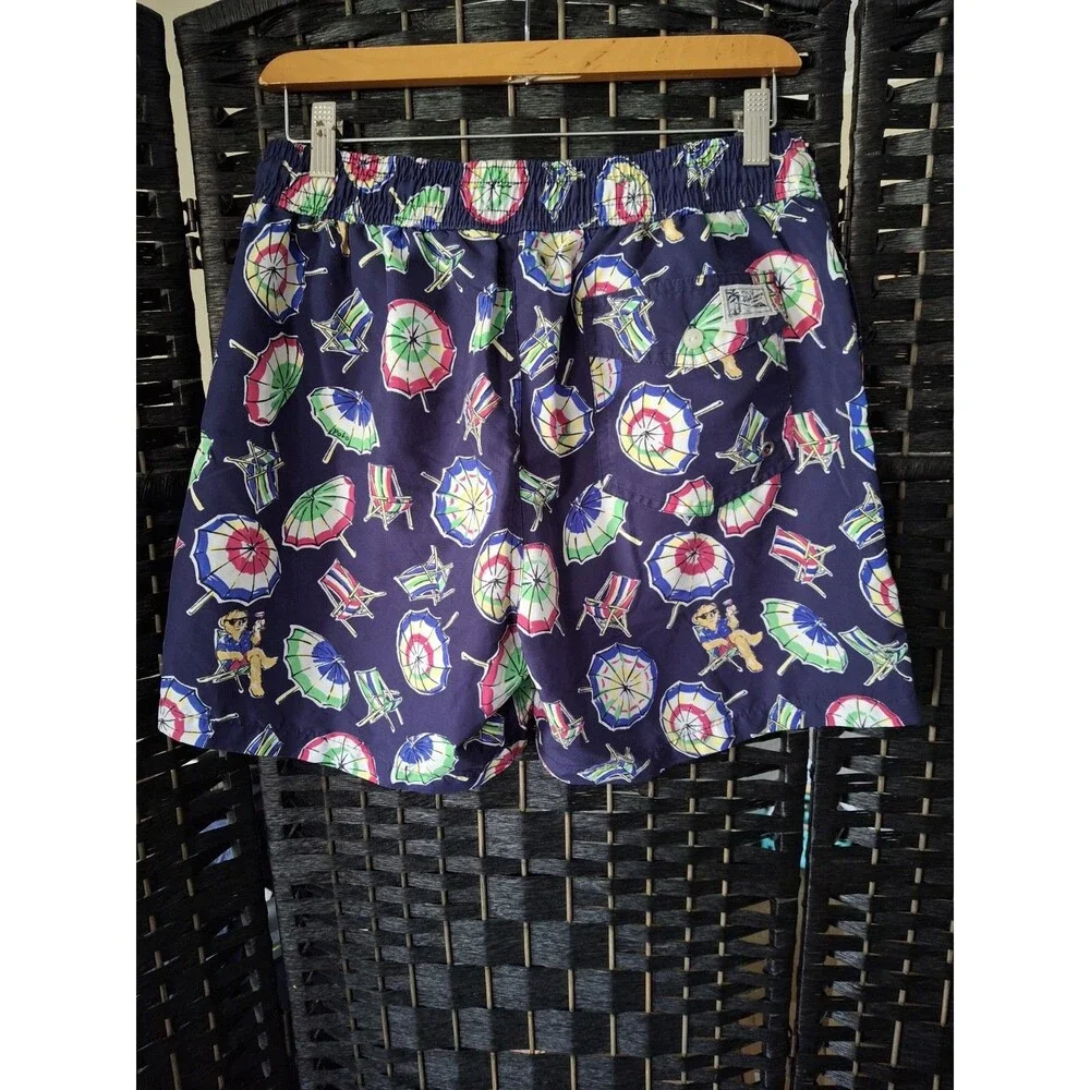 Polo Ralph Lauren Swim Trunks Mens Medium Polo Bear Umbrella Beach Pool Summer